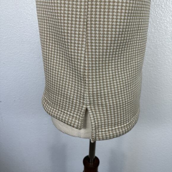 J. Crew Top Women XXS Houndstooth Beige Long Sleeve Funnelneck Pullover Preppy - Picture 8 of 14